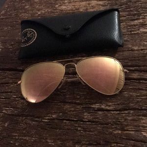Authentic pink metallic Ray Ban sunglasses